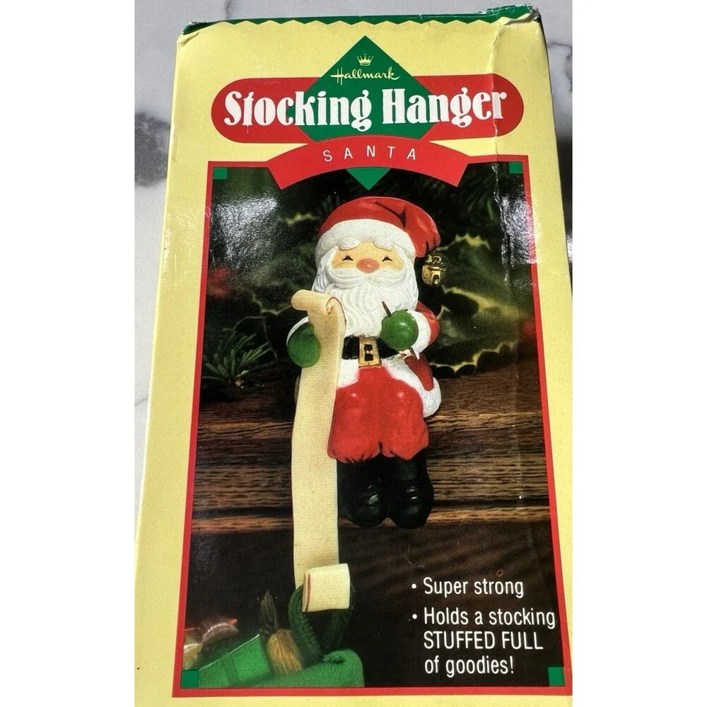 VTG Hallmark SANTA WITH CHRISTMAS LIST Stocking Hanger /Holder